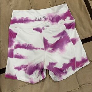 Fleo Women's White and Purple Athletic Shorts